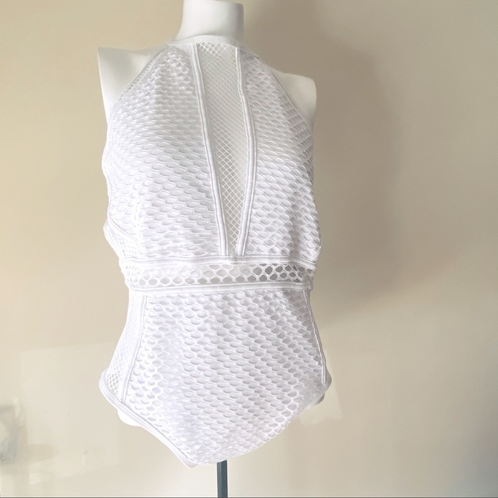 New Look White Mesh Swimsuit — image 2 of 8